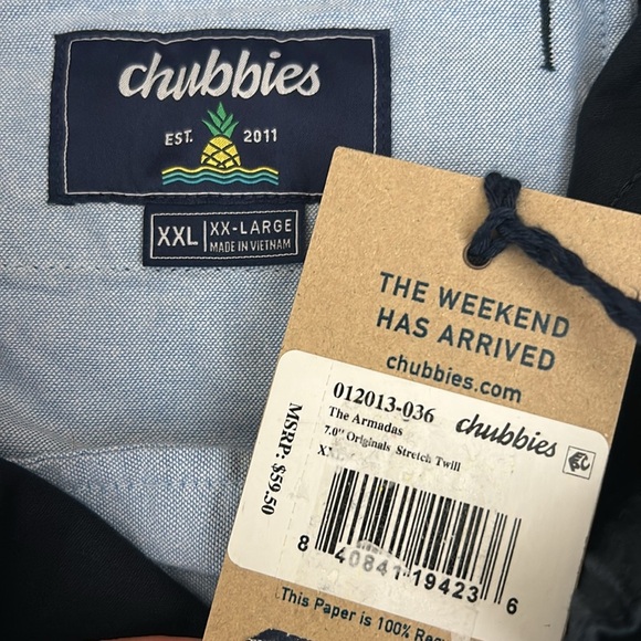 NWT Chubbies The Armadas Originals Stretch Twill 7” Shorts in Navy size XXL - Picture 9 of 10